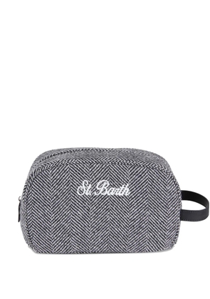 MC2 Saint Barth herringbone-pattern embroidered-logo wash bag - Grey