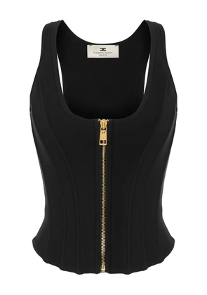 Elisabetta Franchi ribbed zip-up knitted top - Black