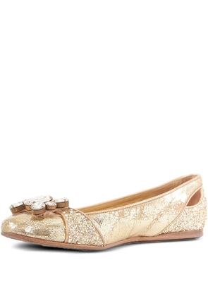 Miu Miu Pre-Owned glitter-detail ballet flats - Gold