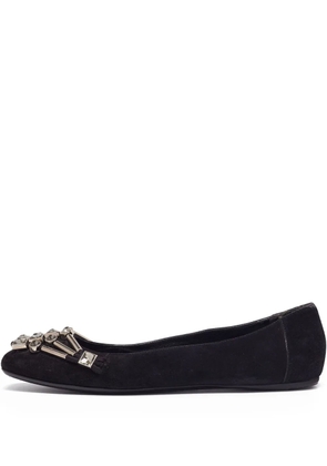 Gucci Pre-Owned crystal-embellished suede ballerina flats - Black