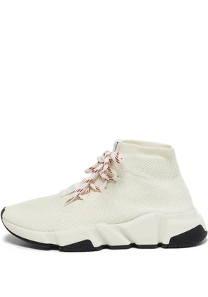 Balenciaga Pre-Owned knitted lace-up sneakers - White