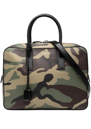 Saint Laurent Pre-Owned 2015 Small Grain de Poudre Camouflage Museum Briefcase business bag - Brown
