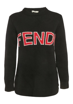 Fendi Pre-Owned logo intarsia wool sweater - Black