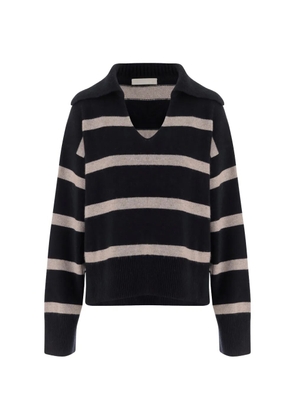 Allude striped V-neck sweater - Black