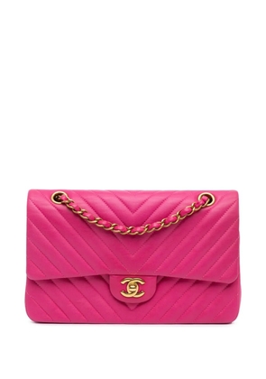 CHANEL Pre-Owned 2015-2016 Medium Classic Chevron Lambskin Double Flap shoulder bag - Pink
