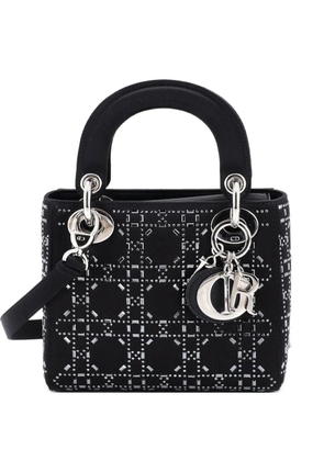 Christian Dior Pre-Owned Lady Dior Bag Crystal Embellished Cannage Quilt Satin Mini satchel - Black