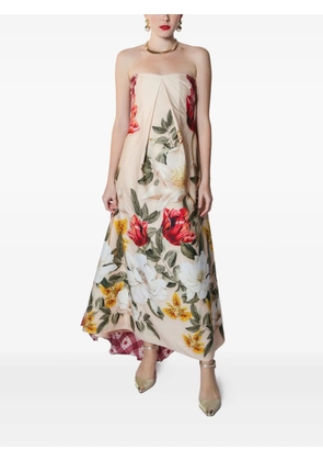 Lethicia Bronstein Marigold double-print strapless maxi dress - Neutrals