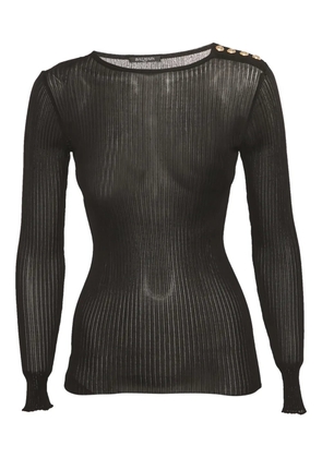Balmain Pre-Owned rib-knit long-sleeve top - Black