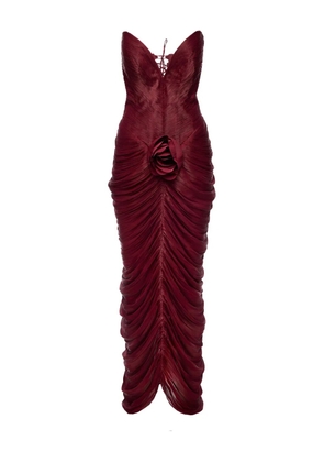 Ana Radu rose-embellished pleated dress - Red