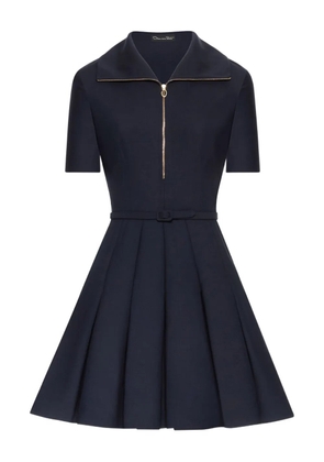 Oscar de la Renta zip-front pleated mini dress - Blue