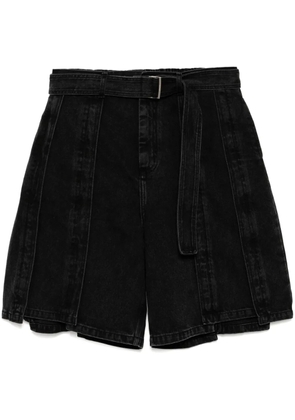 SONGZIO belted vertical denim shorts - Grey