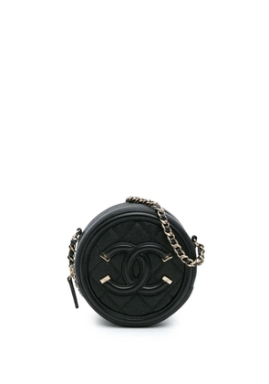 CHANEL Pre-Owned 2019 Caviar CC Filigree Round Clutch with Chain crossbody bag - Black