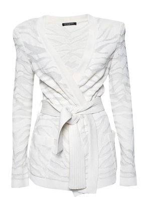 Balmain Pre-Owned belted cardigan - White