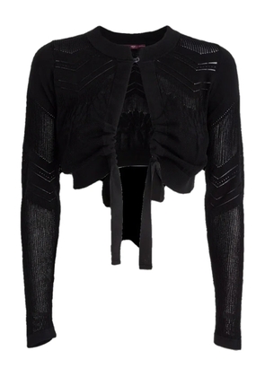 High tie-front textured knit bolero - Black