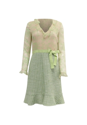 Valentino Garavani Pre-Owned ruffled tweed long-sleeve dress - Green
