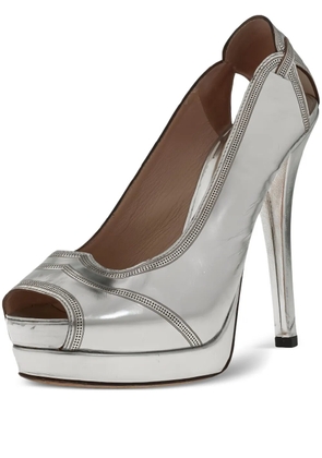 Fendi Pre-Owned 60mm leather peep-toe platform pumps - Metallic