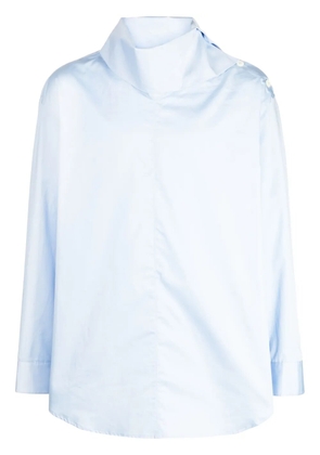 System oversize-pointed collar cotton shirt - Blue