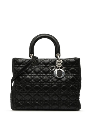 Christian Dior Pre-Owned 2011 Large Iridescent Fabric Cannage Lady Dior satchel - Black