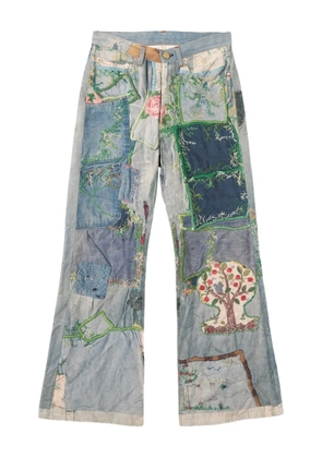 KAMIYA Trompe L'oeil embroidered patchwork jeans - Blue