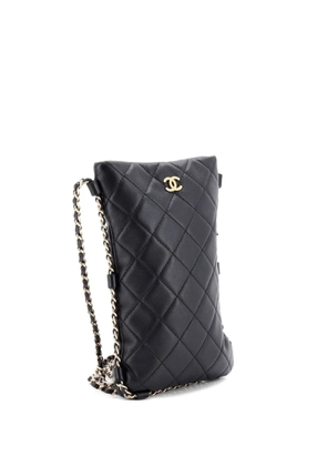 CHANEL Pre-Owned Chain Around Flat Phone Holder Quilted Lambskin crossbody bag - Black
