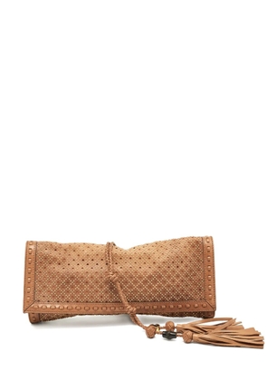 Gucci Pre-Owned perforated studded clutch bag - Brown