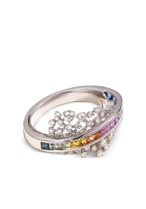 Ananya 18K white gold Scatter Energy diamond and sapphire ring - Silver