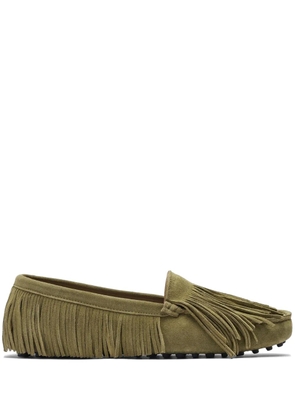 Scarosso Cochise fringe-detail suede loafers - Green