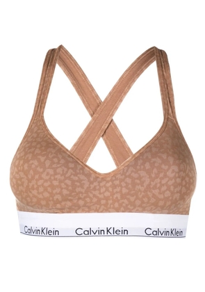 Calvin Klein Underwear leopard-print logo-band bralette - Brown
