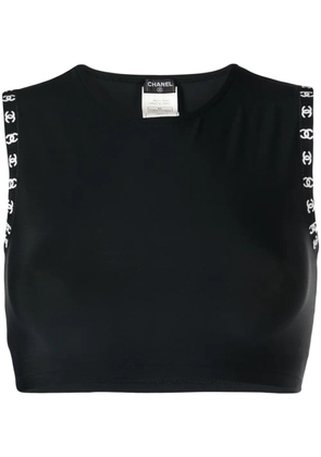 CHANEL Pre-Owned 1997 CC-trim crop top - Black