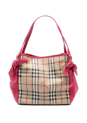 Burberry Pre-Owned 2000-2017 Small Leather Trimmed Haymarket Check Coated Canvas Canterbury Bow tote bag - Pink
