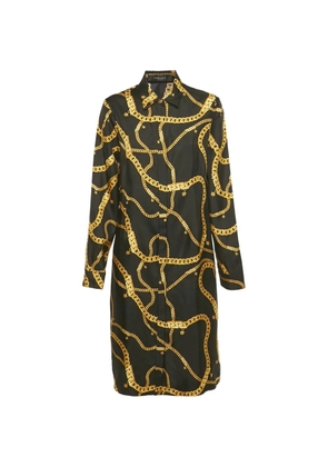 Versace Pre-Owned chain print silk shirt dress - Black