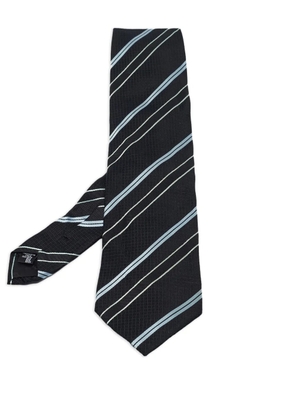 Emporio Armani Pre-Owned striped silk tie - Black