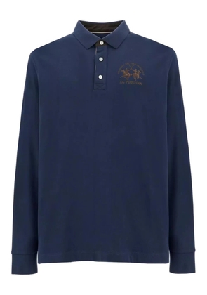 La Martina Beato long-sleeve logo-embroidered polo shirt - Blue