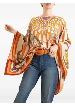 rani arabella printed poncho - Orange