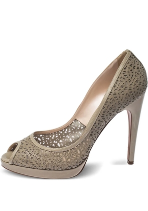Casadei Vintage Perforated Peeptoe Pumps - Grey
