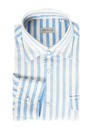 SARTORIO NAPOLI jumbo pinstripe snap-button shirt - Blue