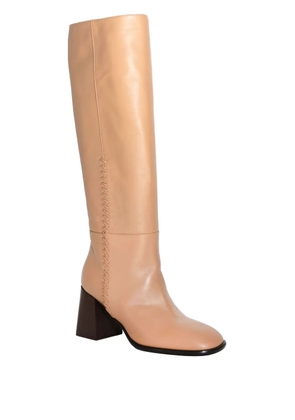 CHUCKIES Stitch Detail Block Heel Boot - Neutrals