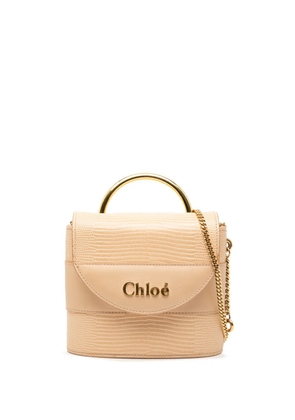 Chloé Pre-Owned 2020 Lizard Embossed Leather Aby Lock satchel - Brown