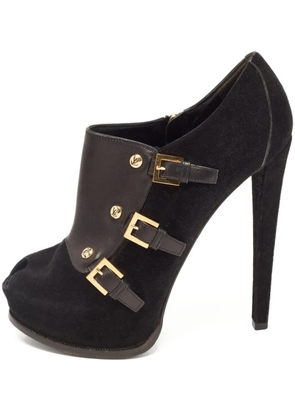 Louis Vuitton Pre-Owned 150mm peep-toe buckle-embellished boots - Black