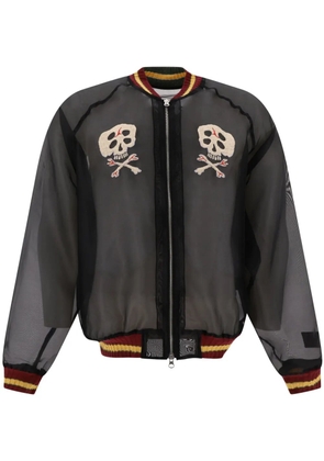 KAPITAL sheer skull-embroidered bomber jacket - Black