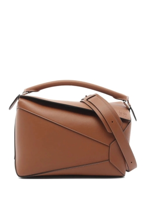 Loewe Pre-Owned 2020s Puzzle geometric panelled leather tote bag - Brown