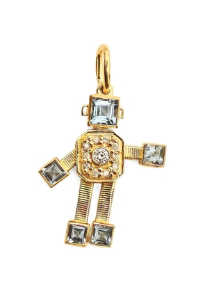 Vans Robot aquamarine and diamond pendant - Gold