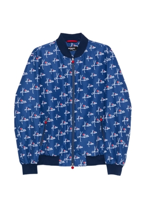 Kiton zip printed jacket - Blue