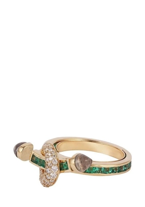 Ananya 18kt yellow gold Chakra diamond and emerald ring