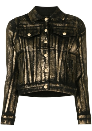 Madison.Maison panelled foiled-finish denim jacket - Black