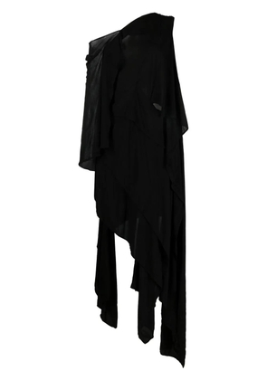 Yohji Yamamoto asymmetric cotton-blend dress - Black
