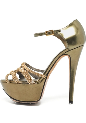 Gina crystal platform sandals - Gold
