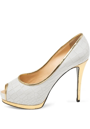 Giuseppe Zanotti Vintage 120mm croc-embossed peep-toe pumps - White