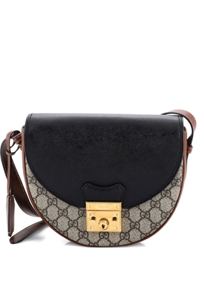 Gucci Pre-Owned Padlock Saddle Shoulder Bag GG Coated Canvas and Leather Small crossbody bag - Black