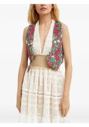 Hemant And Nandita Nova Cambric floral-embroidered waistcoat - Neutrals
